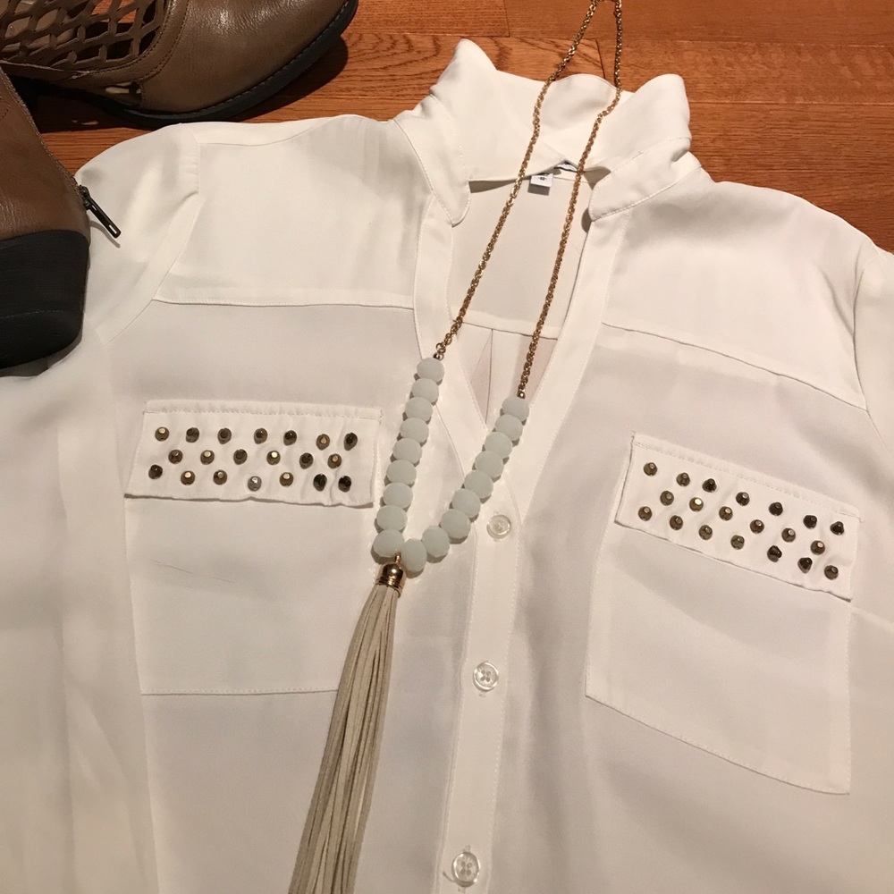 Cream Express Button Up. - image 2